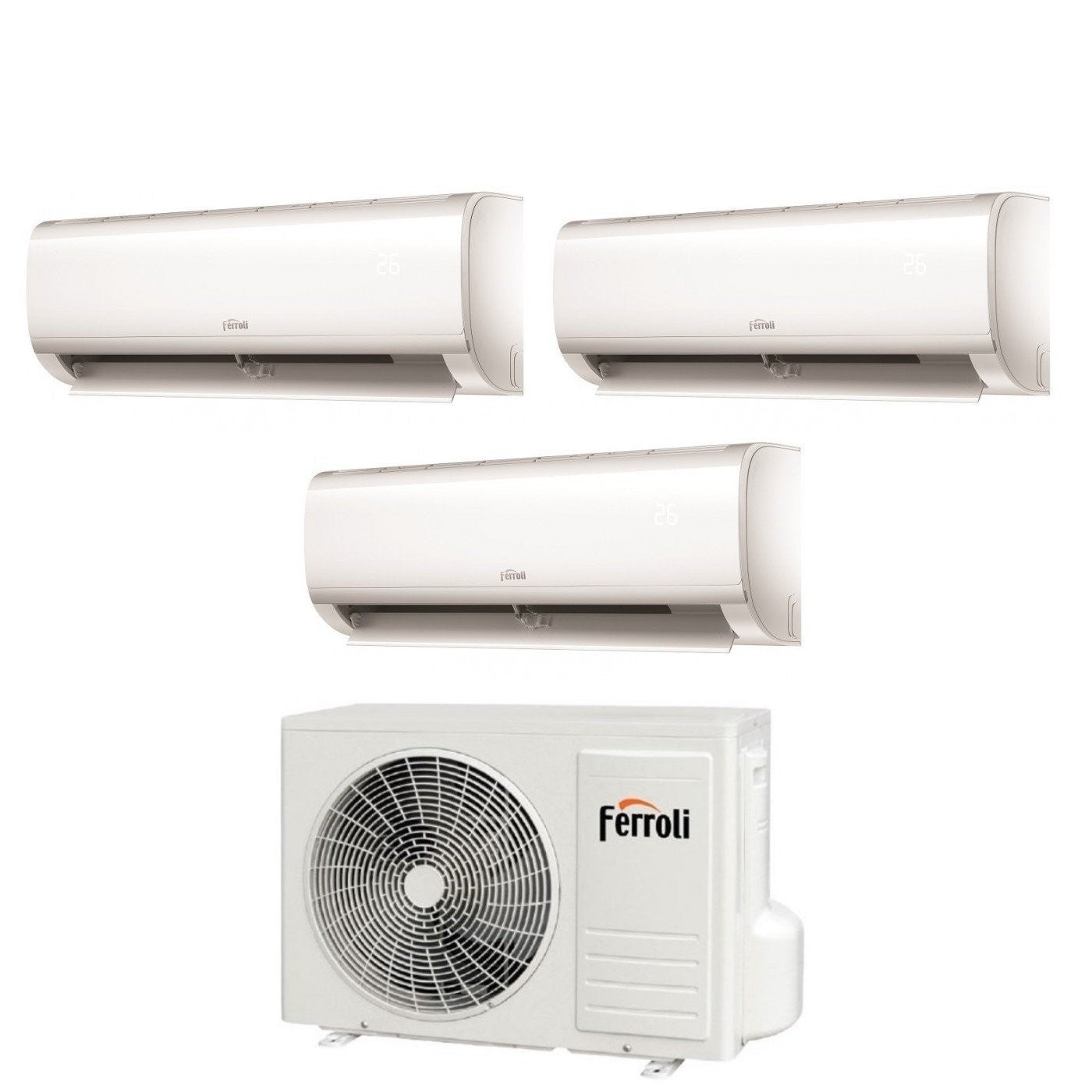 Ferroli Trial Split Inverter Airconditioner AMBRA M Serie 7+7+12 met 21-3 R-32 Geïntegreerde Wi-Fi 7000+7000+12000 - Nieuw