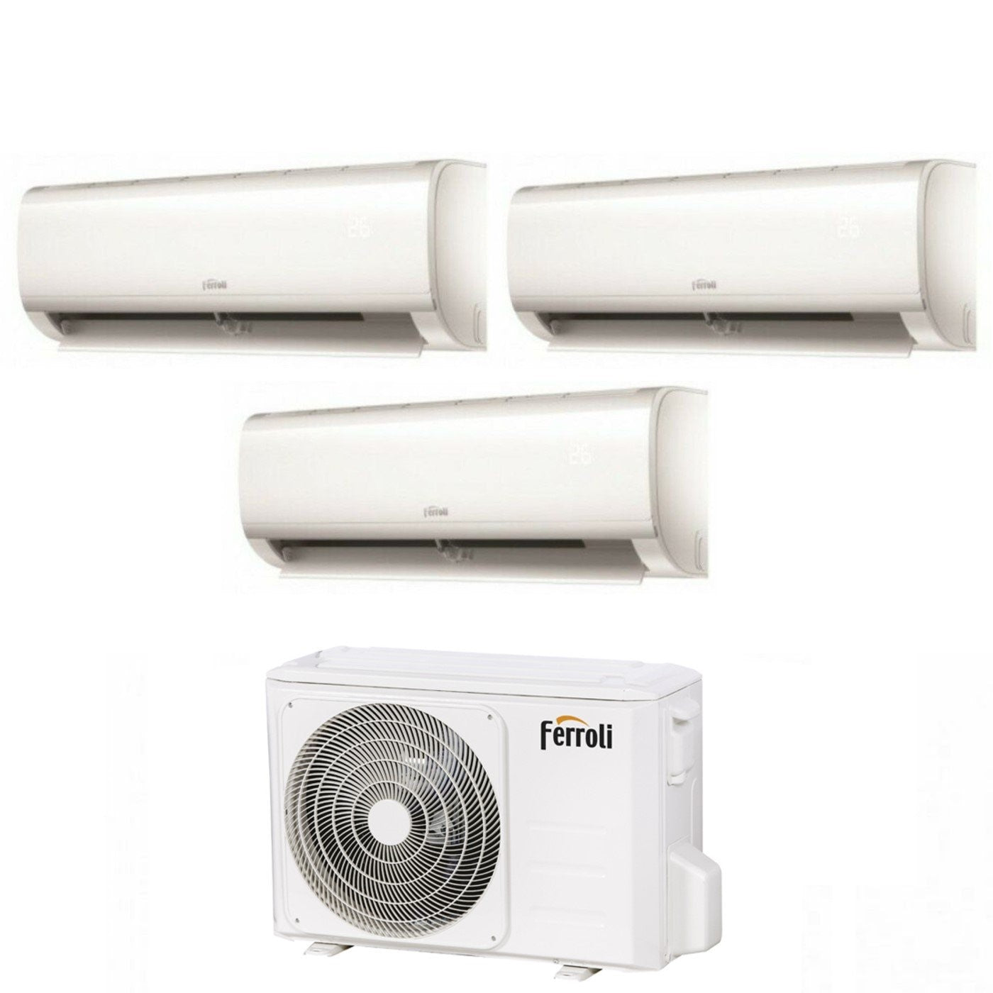 Airconditioner Ferroli Trial Split Inverter Serie DIAMANT M 12+12+12 met 27-3 R-32 Geïntegreerde Wi-Fi 12000+12000