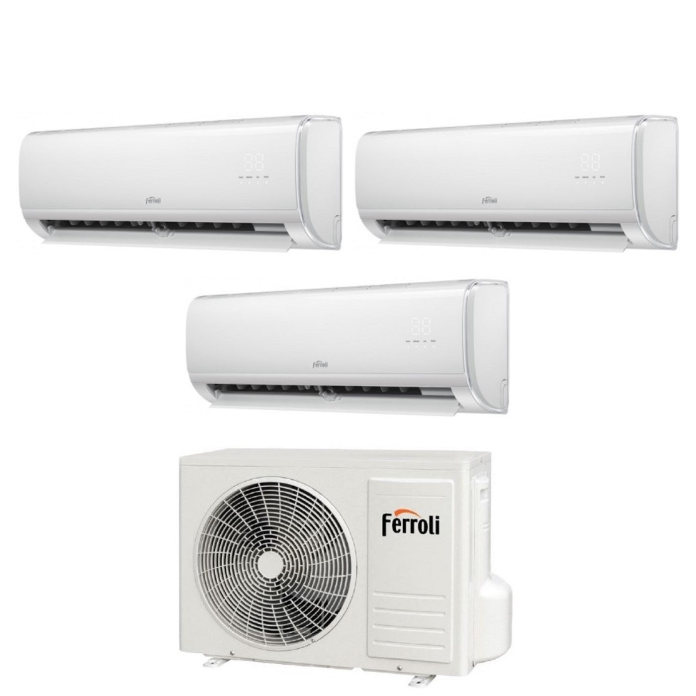 Airconditioner Ferroli Trial Split Inverter Serie GIADA M 9+9+18 met 28-4 R-32 Wi-Fi Geïntegreerd 9000+9000+18000