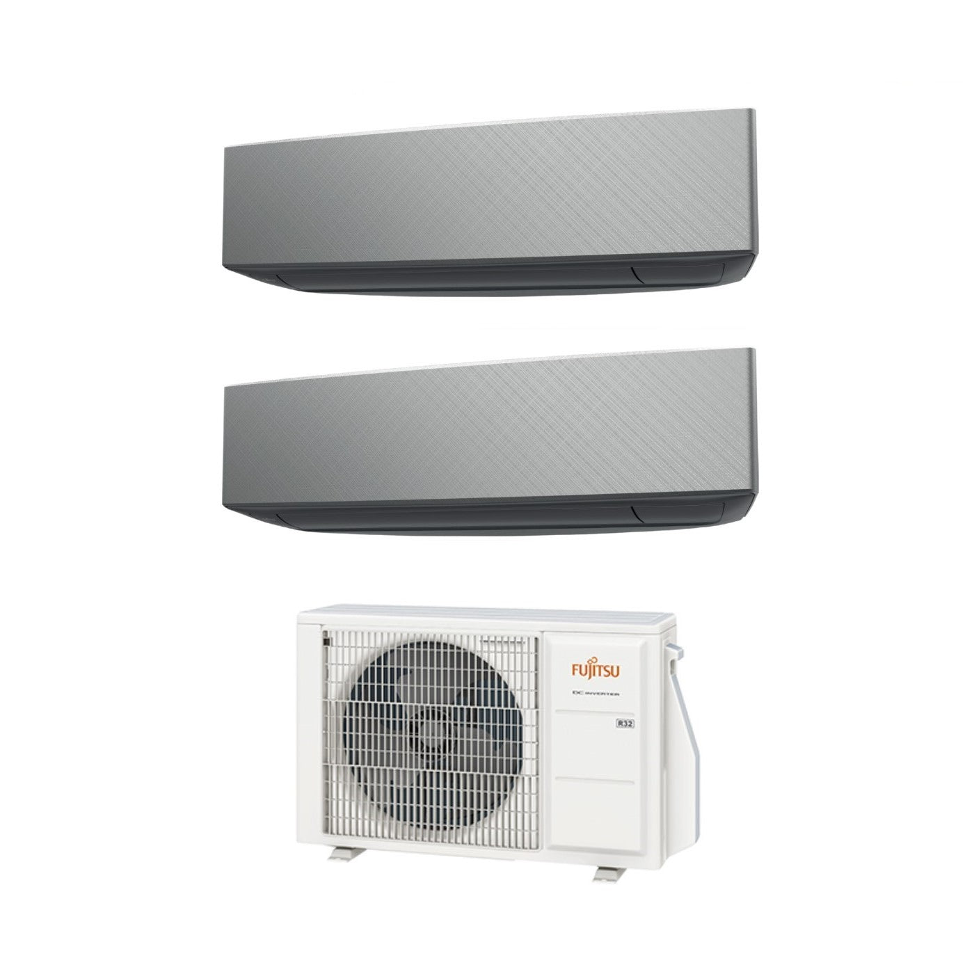 Fujitsu Dual Split Inverter Airconditioner KE 7+7 serie met AOYG14KBTA2 R-32 Wi-Fi Optioneel 7000+7000 Kleur Zilver - Nieuw