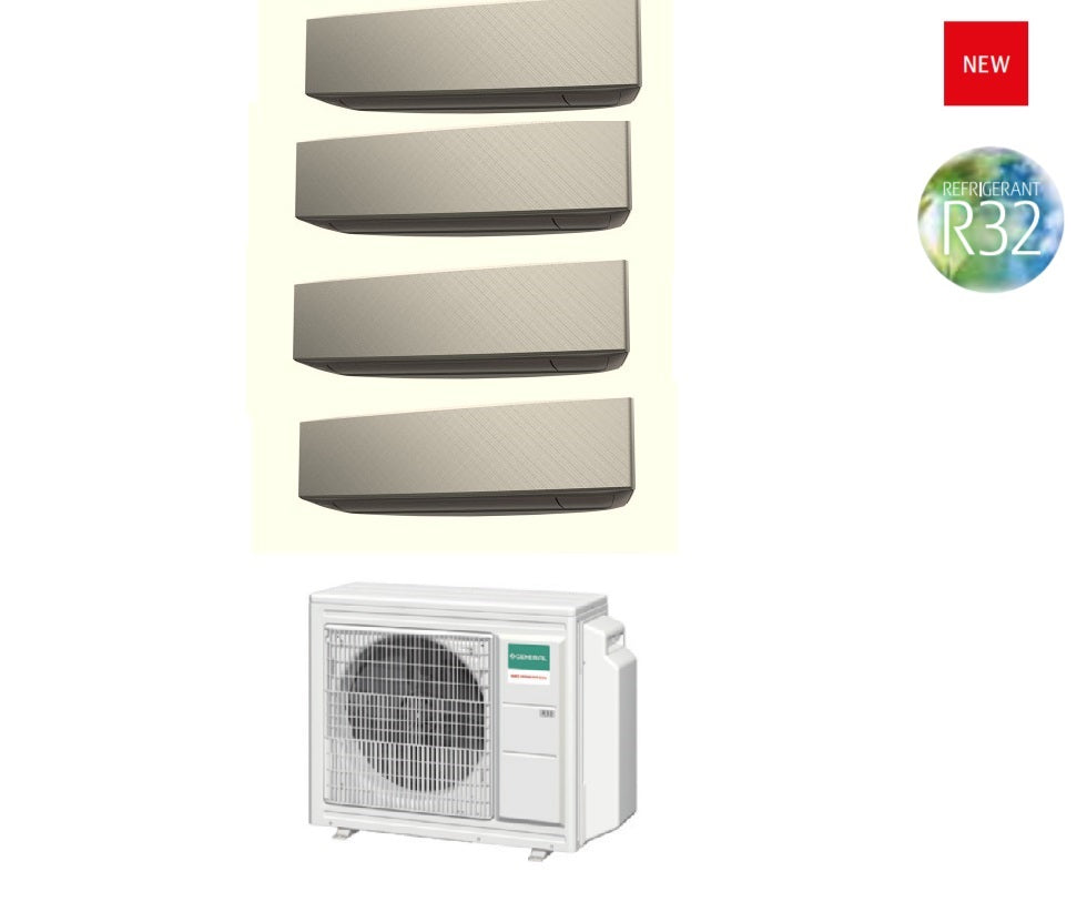Algemene Fujitsu Trial Split Inverter Airconditioning KETA Zilver 7+7+7+7 btu met AOHG30KBTA4 R-32 7000+7000+7000+7000 Wi-Fi Optioneel - Nieuw