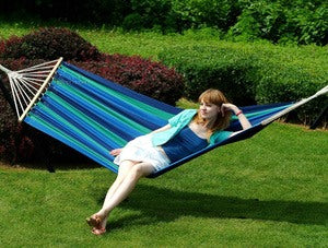 Hangmat voor 1 persoon van katoen met houten plaat 80x200