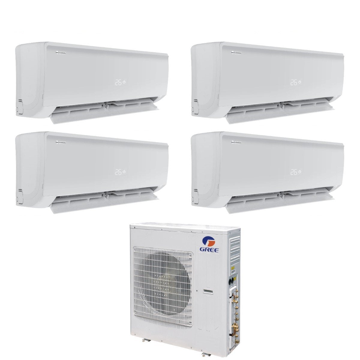 Airconditioner Green Quaders Split Inverter Serie BORA PLUS 9+9+9+12 met GWHD(28)NK6OO R-32 Wi-Fi Optioneel 9000+9000+12000