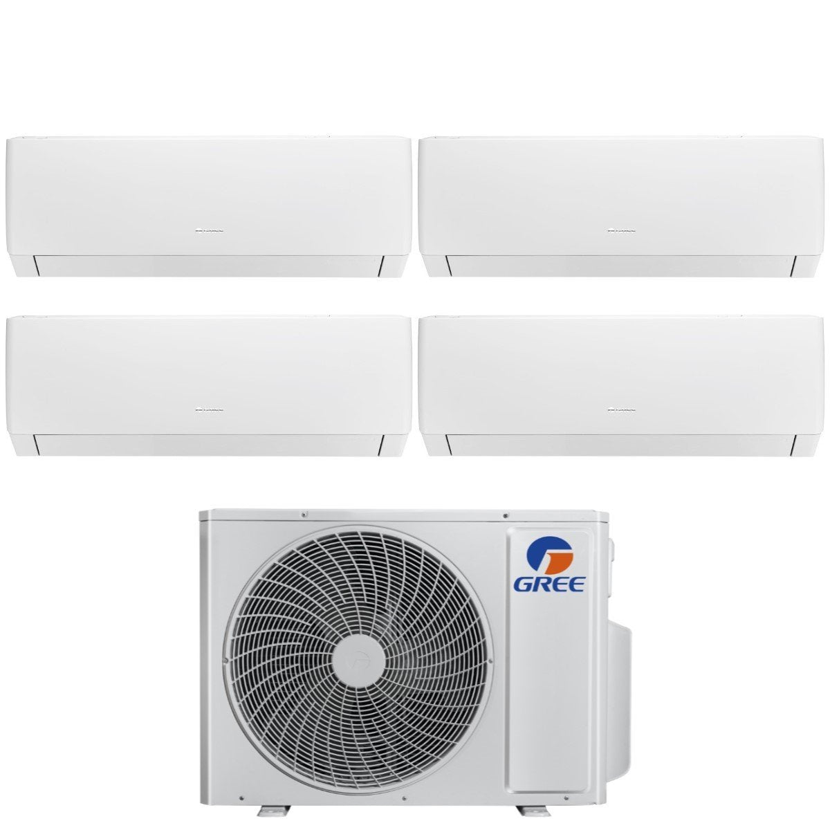 Grijze Quadri Split Inverter Airconditioner PULAR serie 7+7+12+18 met GWHD(36)NK6OO R-32 Geïntegreerde Wi-Fi 7000+7000+12000+18000