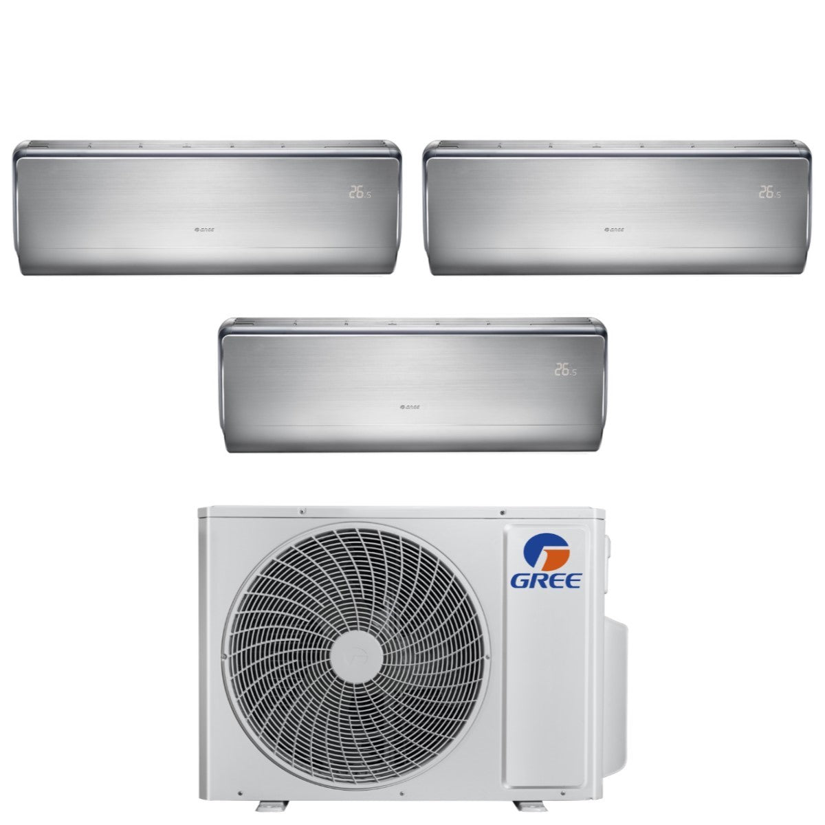 Groene proef split inverter airconditioner U-CROWN serie 9+9+12 met GWHD(21)NK6OO R-32 Geïntegreerde Wi-Fi 9000+9000+12000