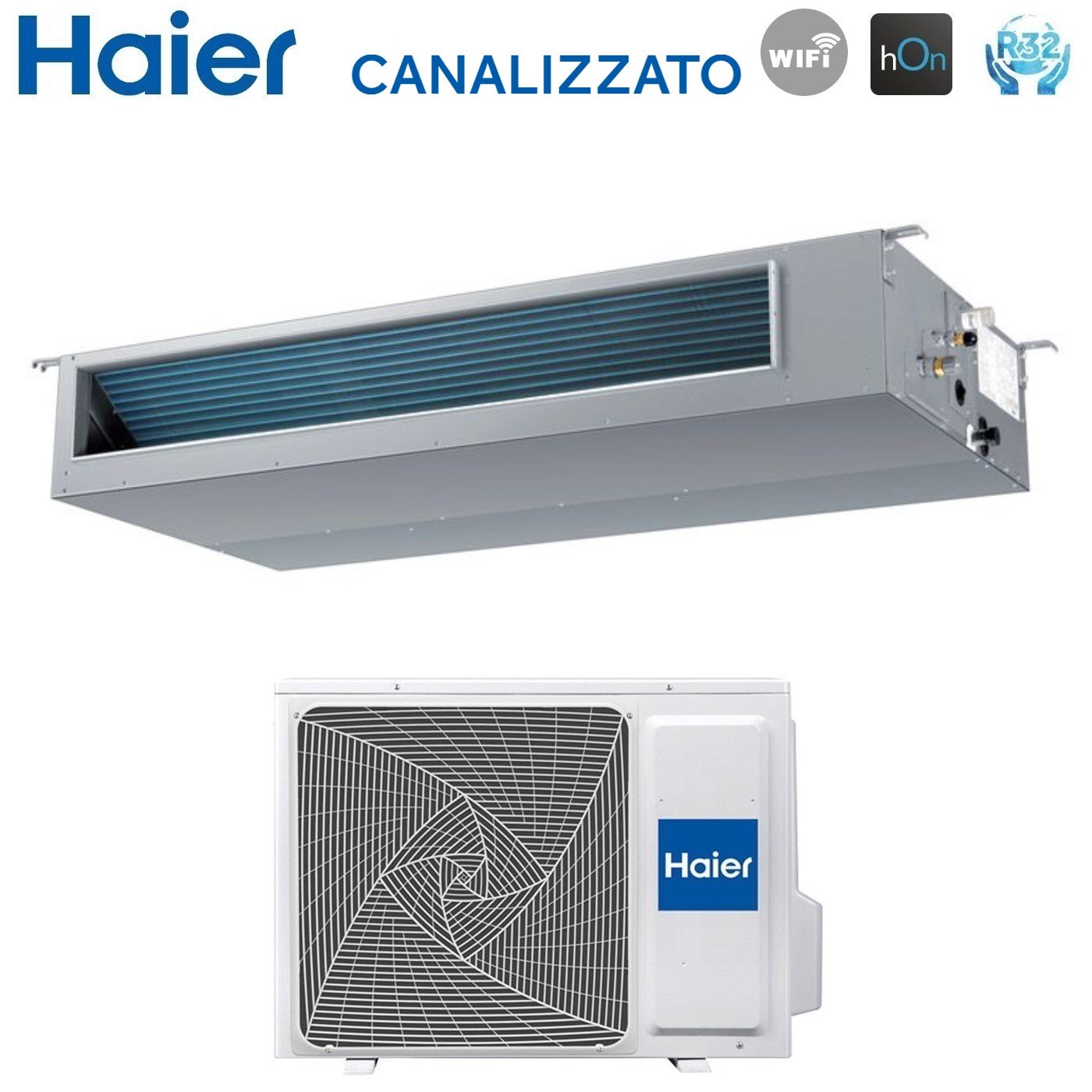 Haier Inverter Airconditioning met kanaalsysteem, gemiddelde prevalentie 24000 Btu AD71S2SM3FA R-32 Wi-Fi Optionele Haier YR-HRS01 infrarood afstandsbediening + RE-02 ontvanger