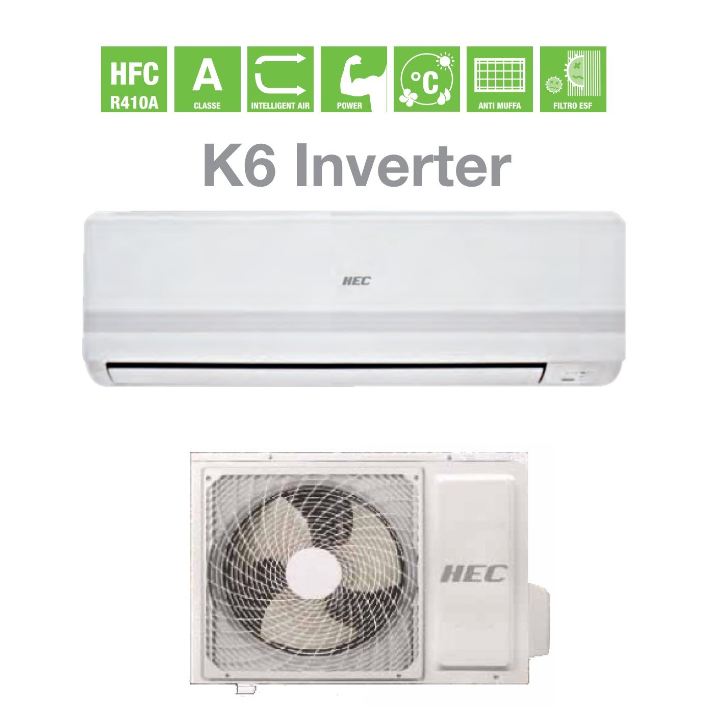 Airconditioner Hec By Haier Inverter K6-serie 18000 Btu HSU18HEKC03/R2 R-410 Klasse A