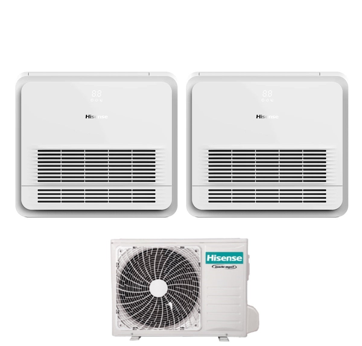 Hisense Dual Split Console 12+12 Airconditioner met 2AMW50U4RXA R-32 Wi-Fi Optionele standaard afstandsbediening inbegrepen 12000+12000