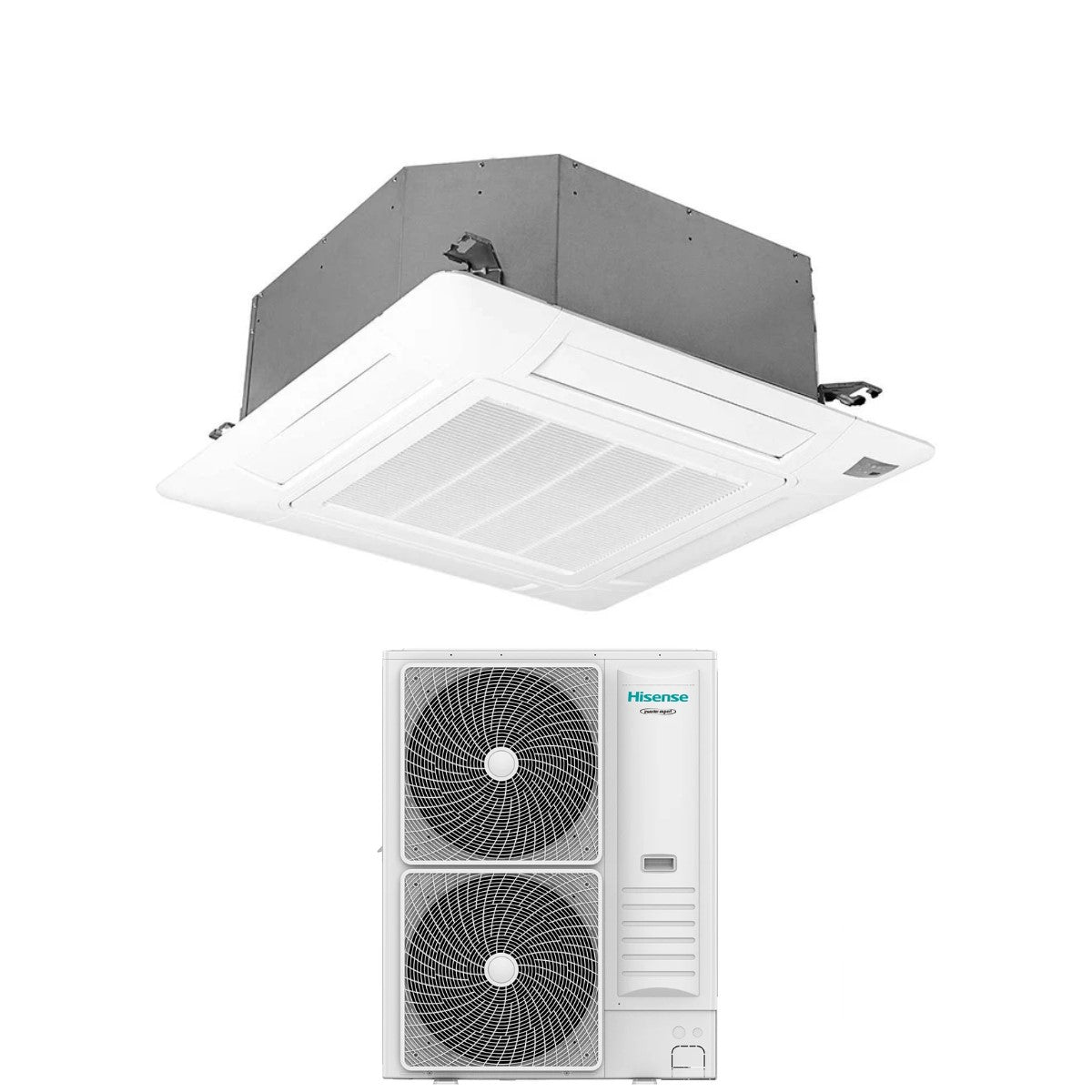 Hisense Inverter Cassette Airconditioner TURBO-serie 42000 Btu AUC125UR4RKC8 + AUW125U6RN8 R-32 Wi-Fi Optioneel met afstandsbediening en paneel inbegrepen