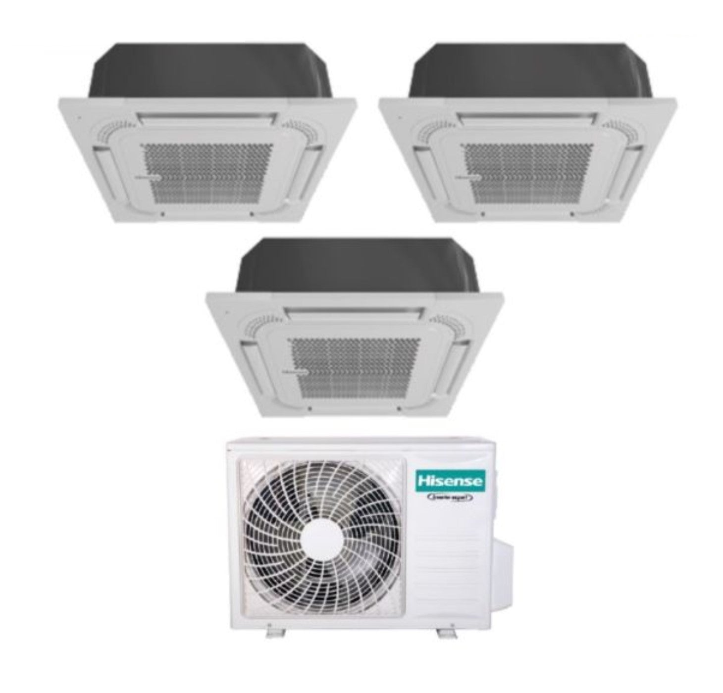 Hisense Trial Split Cassette Airconditioner 9+9+9 met 3AMW72U4RFA R-32 Optioneel Wi-Fi 9000+9000 met afstandsbediening en paneel inbegrepen - Nieuw
