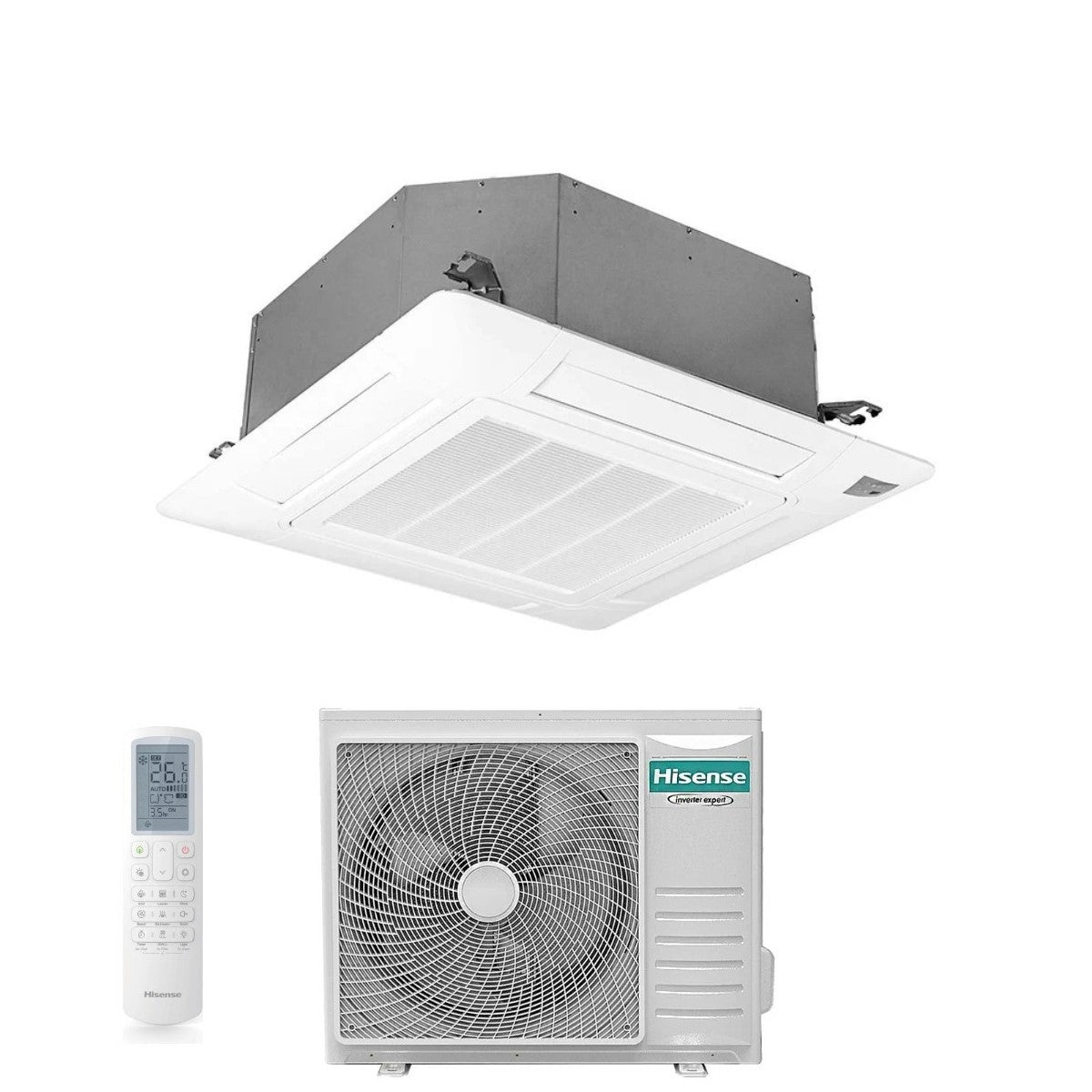 Cassetta Hisense TURBO 36000 Btu AUC105UR4RKC8 + AUW105U4RW8 R-32 Wi-Fi Optioneel met Telecom en Paneel Inbegrepen