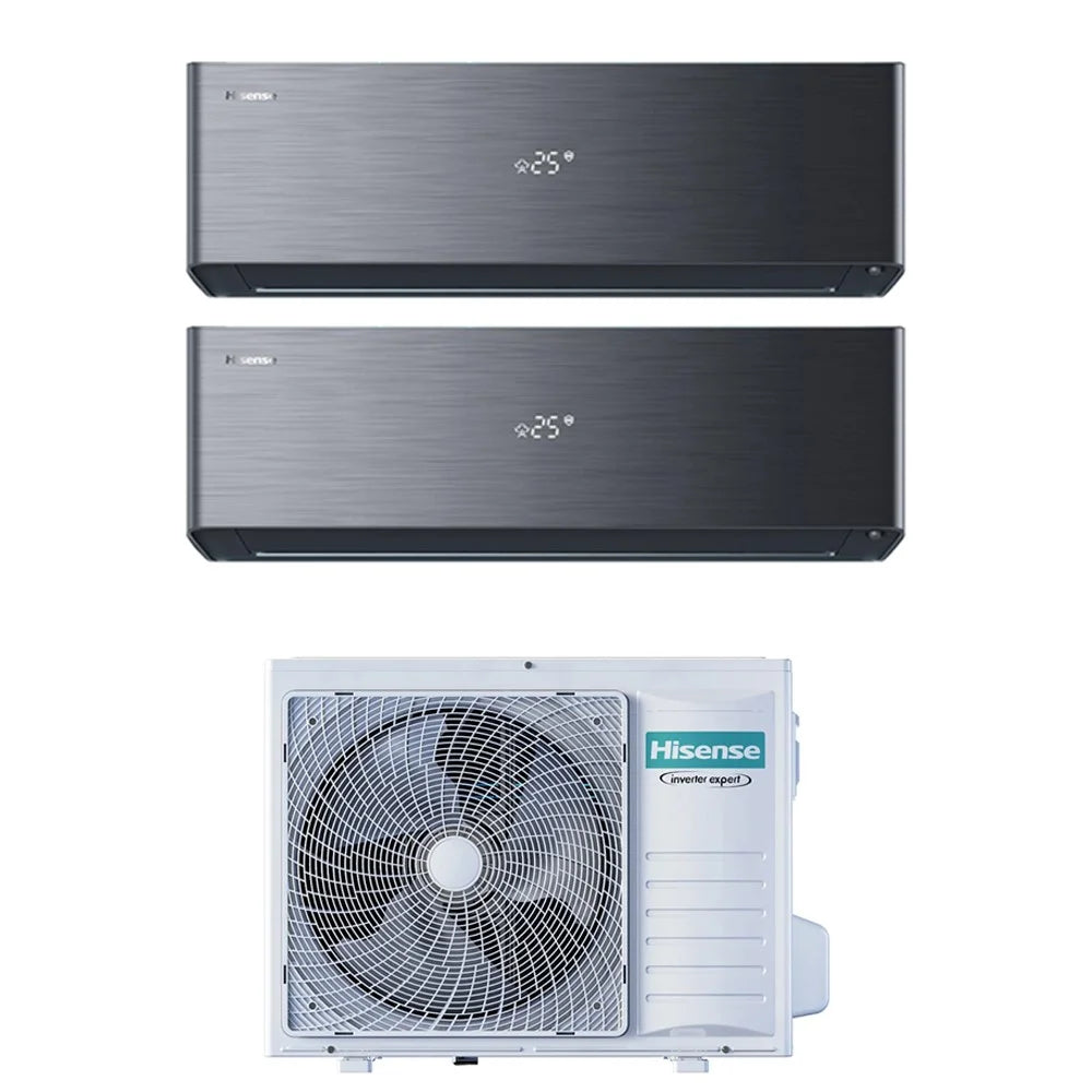 Hisense Dual Split Inverter ENERGY PRO X BLACK 9000+9000 Btu met 2AMW42U4RGC R-32 Geïntegreerde wifi