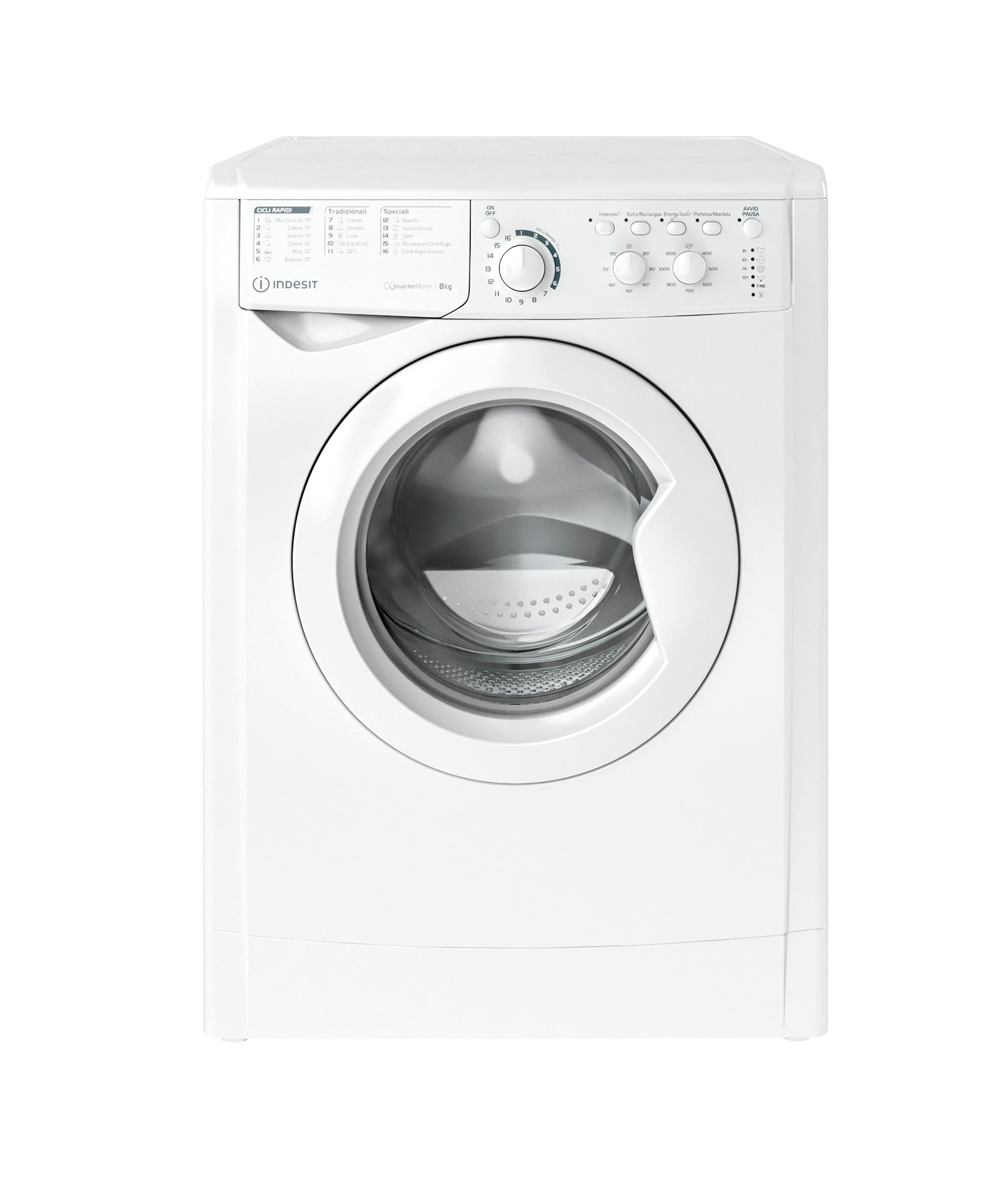 Wasmachine Indesit Frontale Drager EWC 81284 W IT 8 Kg 1200 Giri Klasse C (A85xL59,5xP57,2) Wit