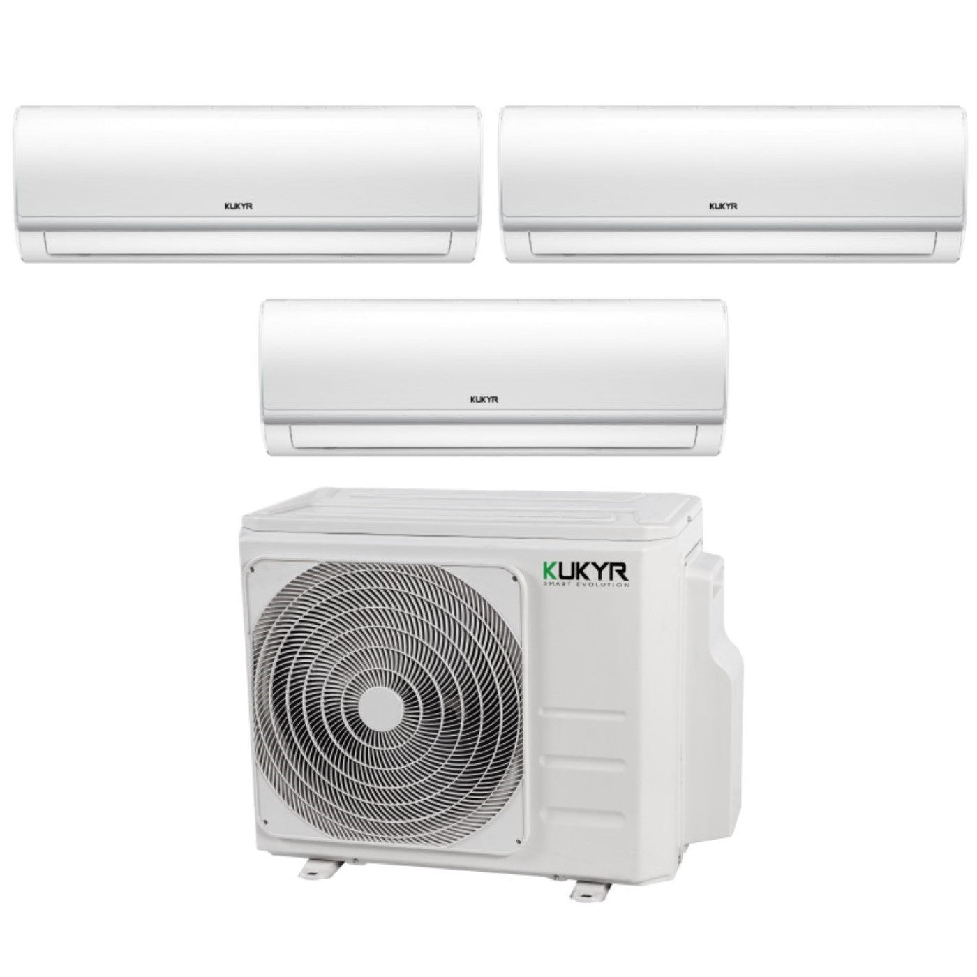 Kukyr Trial Split Inverter Airconditioning SPRING 12+12+12 serie met MULTI 3-27 R-32 Wi-Fi Optioneel 12000+12000