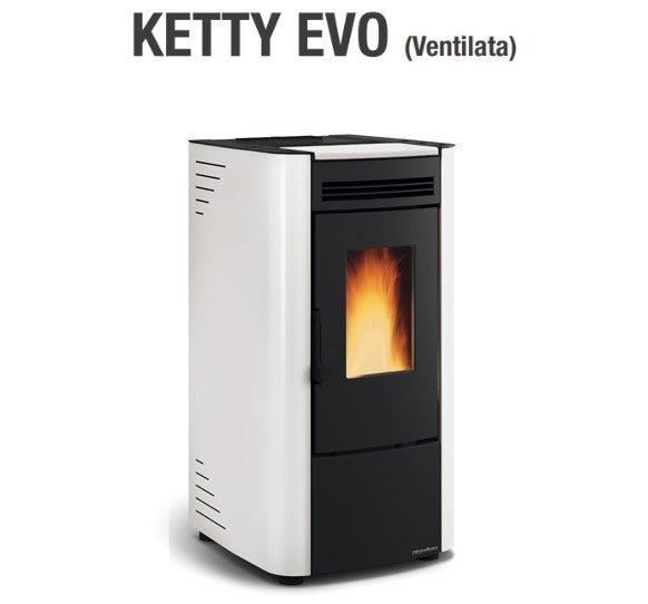 La Nordica Extraflame Pelletkachel Model KETTY EVO 6,5 kW Kleur Wit Afstandsbediening Optioneel