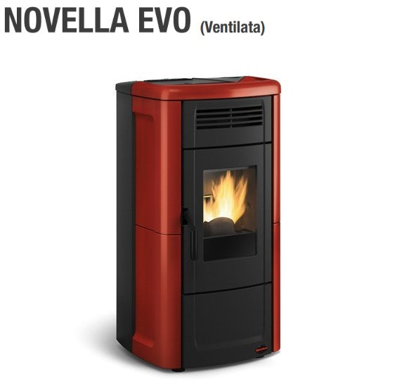 Pelletkachel La Nordica Extraflame Model NOVELLA EVO 10,2 kW Kleur Bordeaux