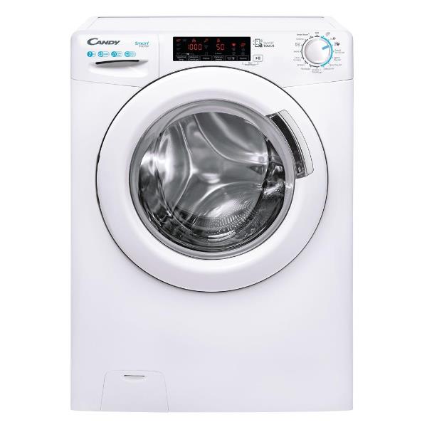 Candy Slim CSS4127TWME/1-11 Wasmachine met voorlader, 7 kg, klasse A (A85xL60xP45), 1200 tpm, slanke aanraaksensor, kilodetector. Extra inhoud in de app.