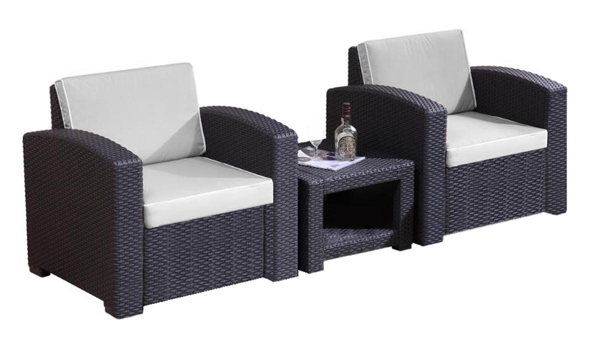 Le Stars Set Tuinkamer in Polyrotan met 3 Stuks, 2 Buitenstoelen, Tafel en Banken