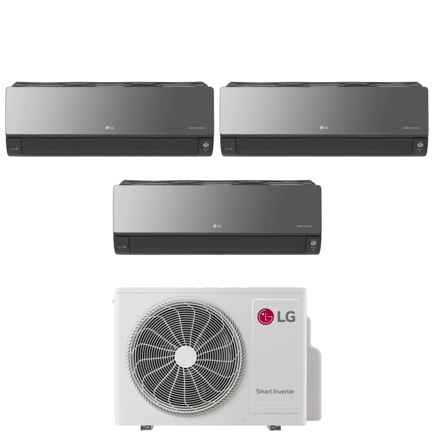 Airconditioner LG Trial Split Inverter Serie ARTCOOL UV NANO MIRROR 9+9+12 met MU3R21 R-32 Wi-Fi Geïntegreerd 9000+9000+12000