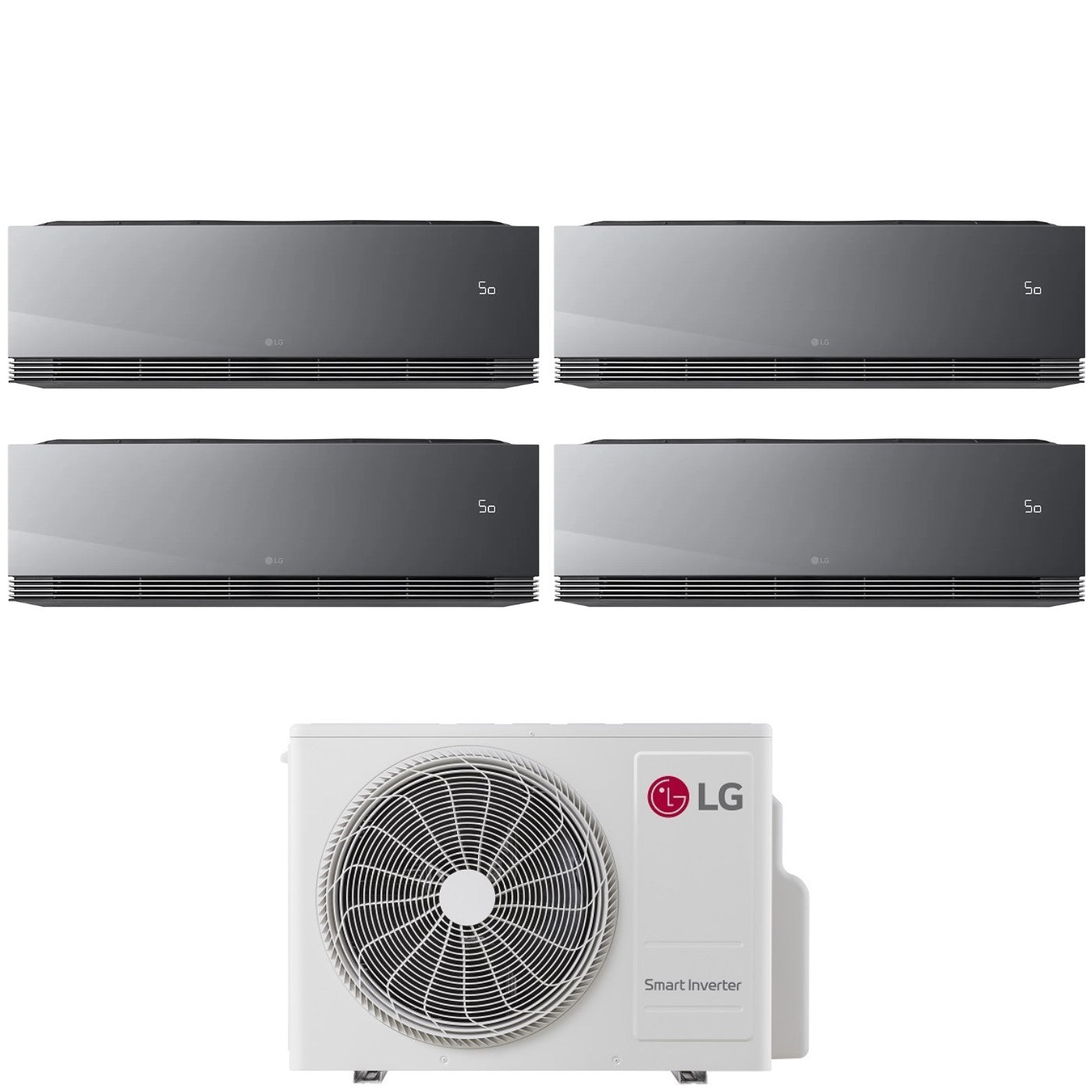 Airconditioner LG Quadri Split ARTCOOL MIRROR AI AIR 9+9+9+9 met MU4R25 R-32 Wi-Fi geïnstalleerd