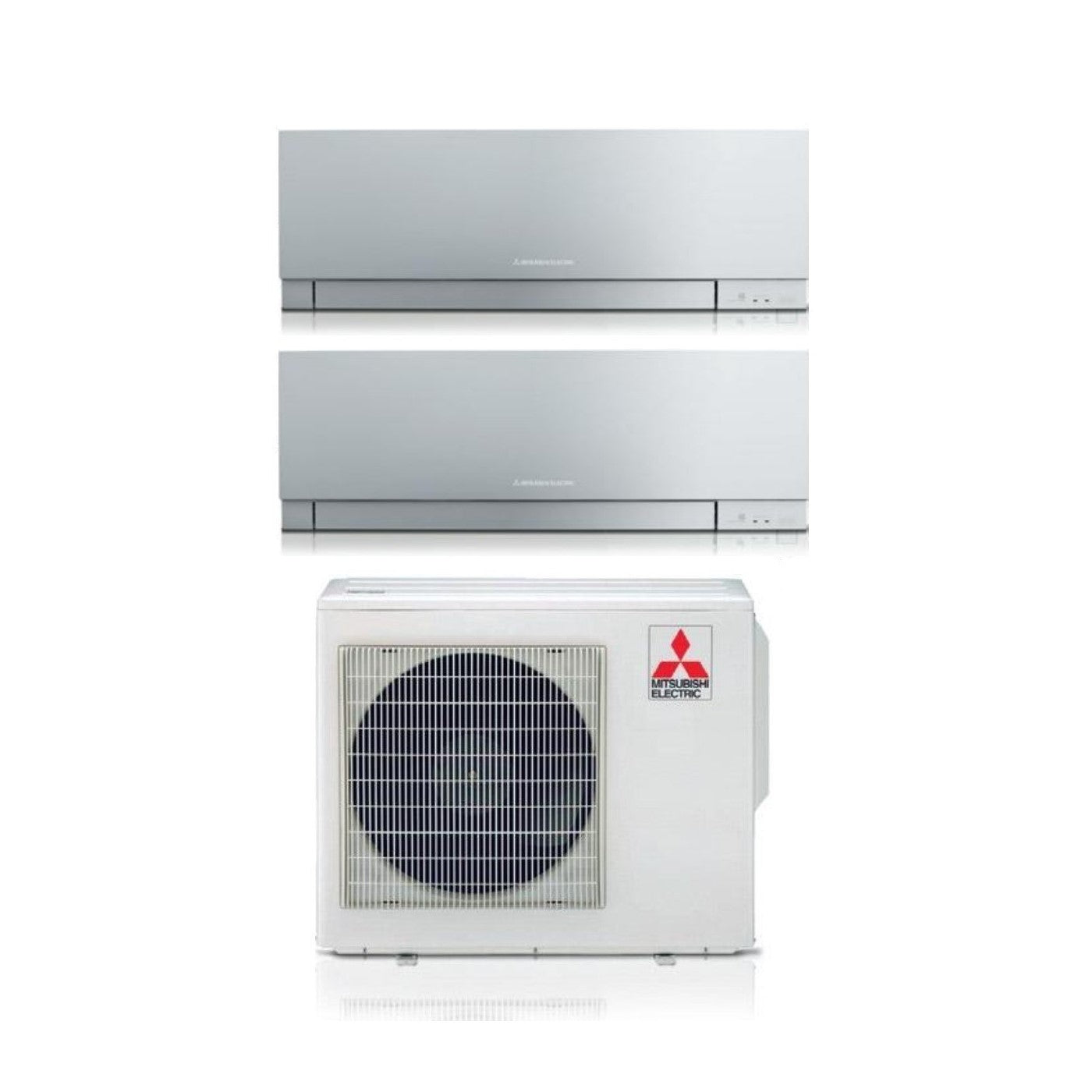Mitsubishi Electric Dual Split Inverter Airconditioner KIRIGAMINE ZEN SILVER MSZ-EF 12+18 serie met MXZ-3F54VF R-32 Geïntegreerde Wi-Fi Zilveren Kleur 12000+18000