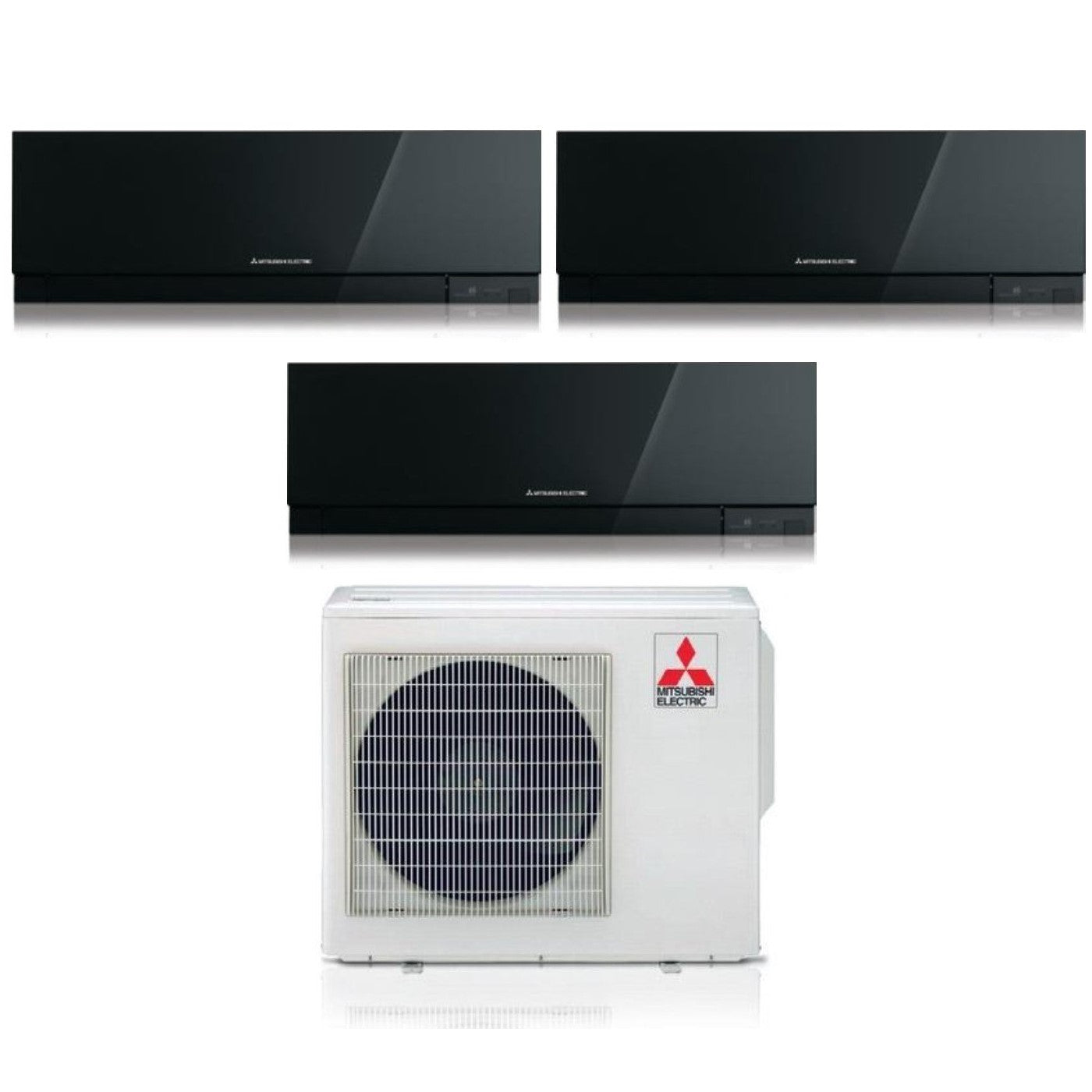 Airconditioner Mitsubishi Electric Trial Split Inverter Serie KIRIGAMINE ZEN BLACK MSZ-EF 12+12+18 met MXZ-3F68VF R-32 Wi-Fi Geïntegreerd Kleur Zwart 12000+12000+18000