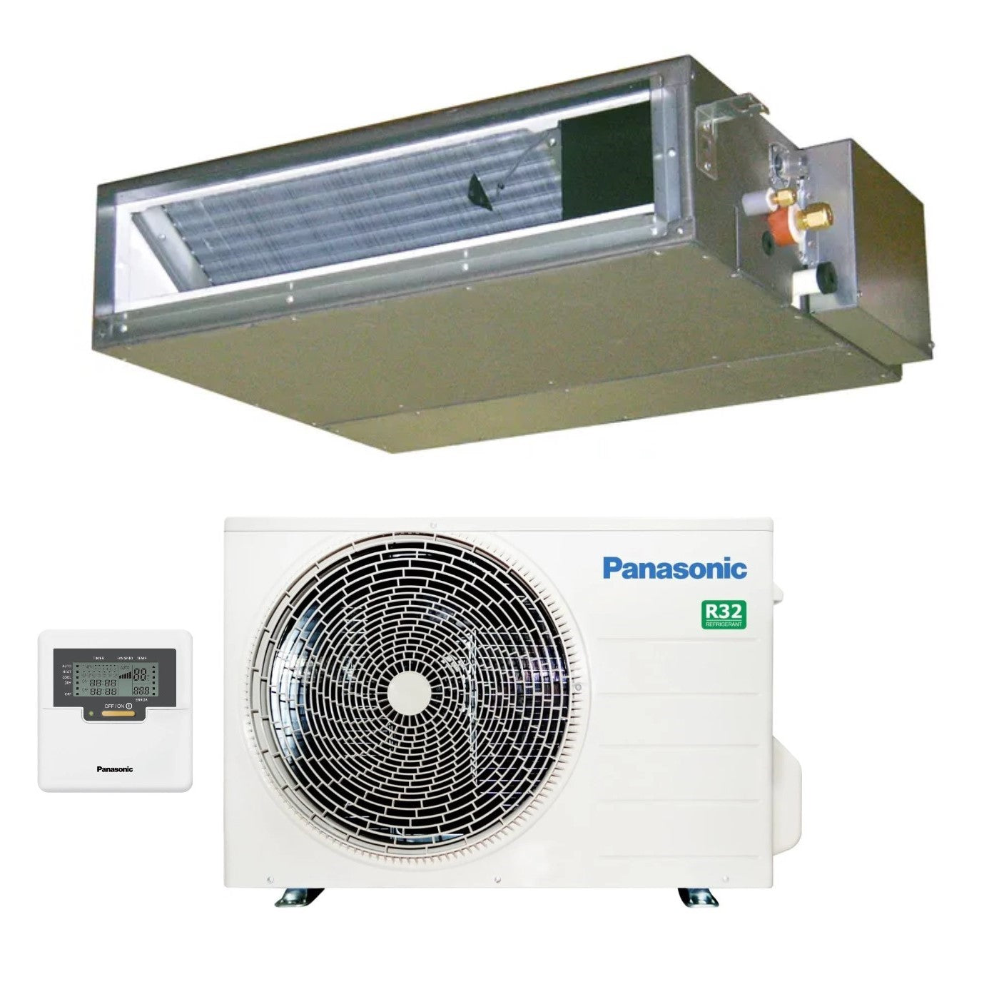 Panasonic kanaal-airconditioner met kanaal-lagedrukomvormer 21000 Btu CS-Z60UD3EAW + CU-Z60UBEA R-32 Optioneel Wi-Fi klasse A+ met bekabelde bediening inbegrepen