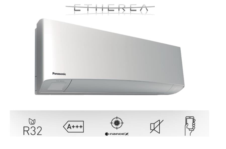 Alleen binnenmuurunit Panasonic Etherea-serie Zilveren omvormer 12000 Btu CS-XZ35VKEW Gas R-32 Wi-Fi