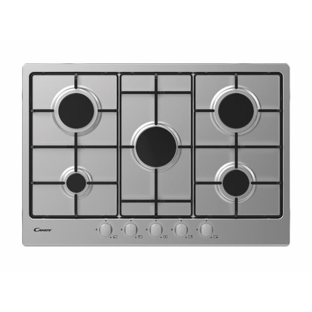 CHW7X Idea gaskookplaat 5-pits 75 cm roestvrij staal (BxD) 74x51 met vaatwasserbestendige hanen 33801969