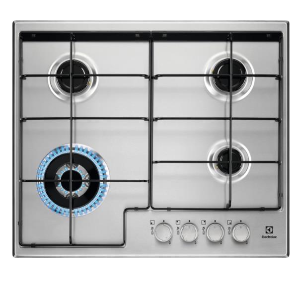 Electrolux EGS6434X 4-pits gaskookplaat in geëmailleerd staal (LXB) 74X51 cm met multi-kronen wokbrander