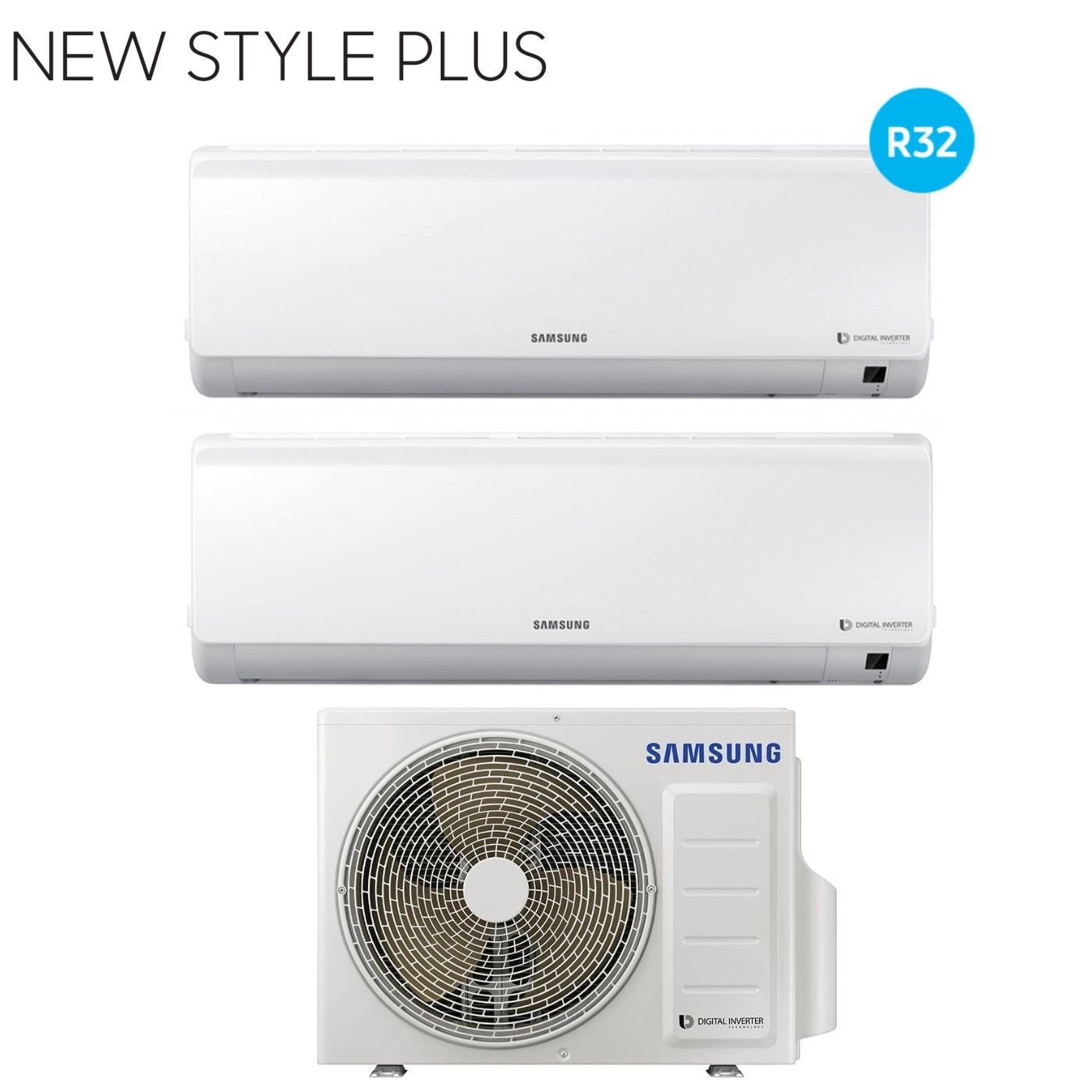 Samsung Dual Split Inverter Airconditioner NIEUWE STIJL PLUS 7+9 serie met AJ050NCJ R-32 7000+9000