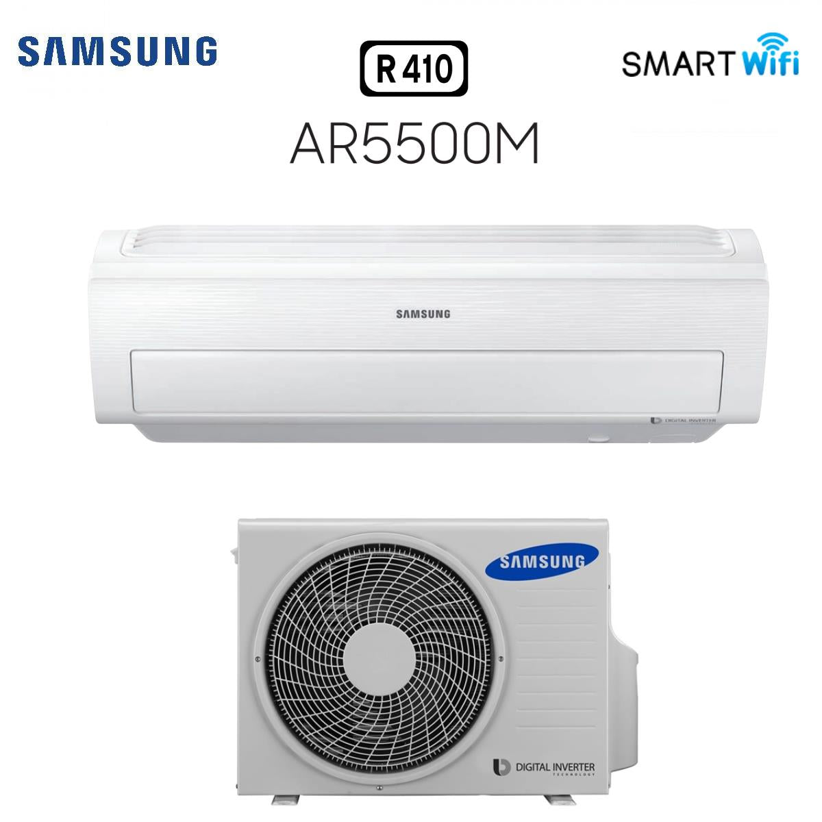 Samsung Inverter Airconditioner AR5500M-serie 12000 BTU AR12KSWNAWKNET R-410 Geïntegreerde Wi-Fi