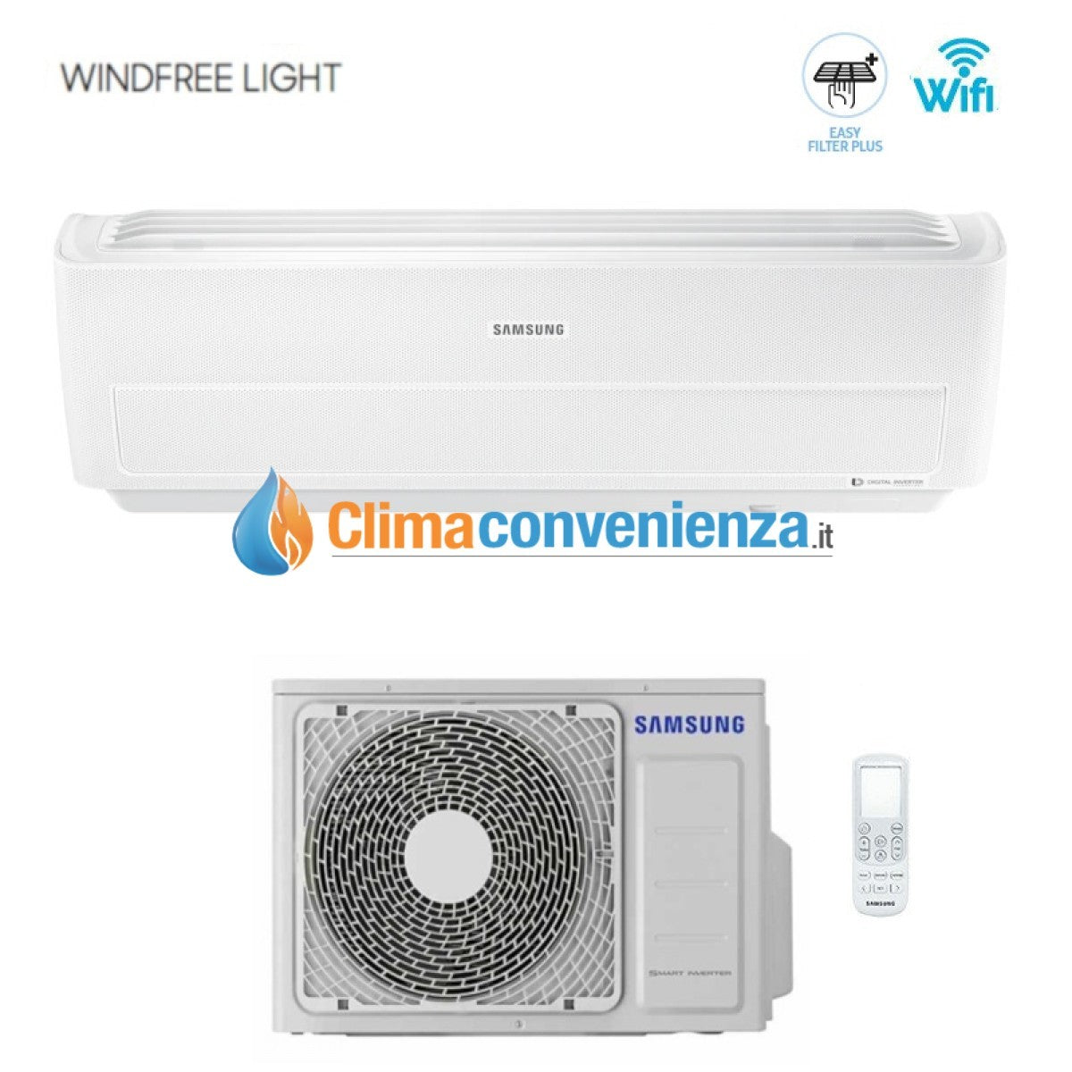 Samsung Inverter Airconditioner WINDFREE LIGHT-serie 24000 BTU AR24NSWXCWKNEU R-410 Geïntegreerde Wi-Fi Klasse A++