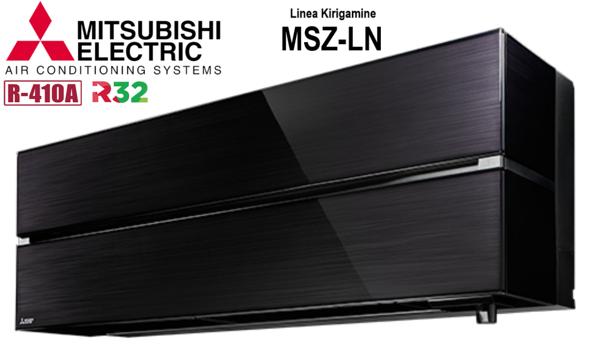 Mitsubishi Electric Inverter wandunit voor binnengebruik, Kirigamine-stijl, serie 9000 BTU, MSZ-LN25VGB, kleur zwart - zwart