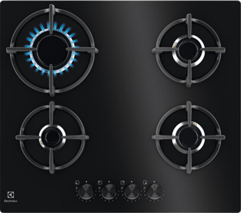 Piano Koken en Gas Electrolux Serie 600 EGG64272K 4-pits (L59xP52) Glas Zwart
