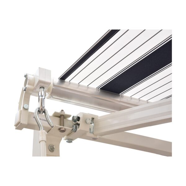 EASYCOMFORT Luifel met armen 2,5 x 2 m handmatige rolgordijn in aluminium en blauw-wit polyester