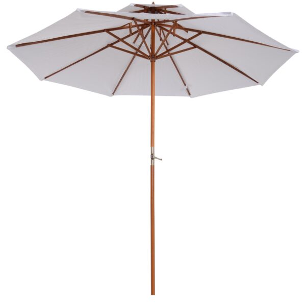 EASYCOMFORT Tuinparasol Terras in Hout met Dubbel Waterdicht Dak, Crème, ?7×2,6m
