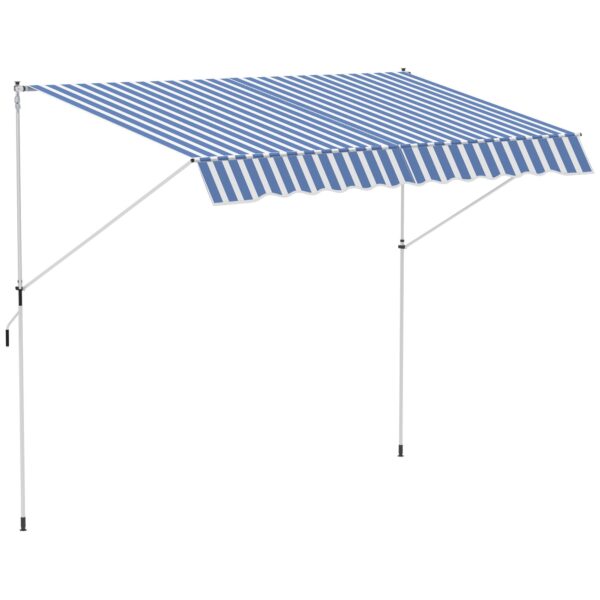 Easycomfort Solar Tenders met Armen 3x1.5m met handmatige en telescopische structuur, Wit en Blauw