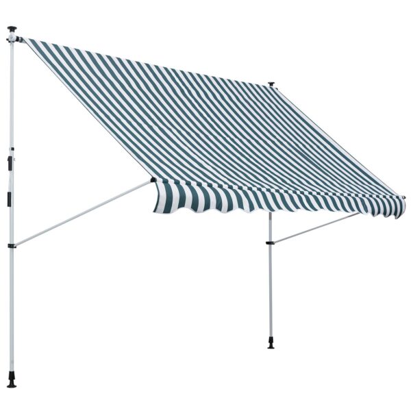 EASYCOMFORT Luifel met armen 3x1,5m met zwengel en telescopische structuur, wit en groen