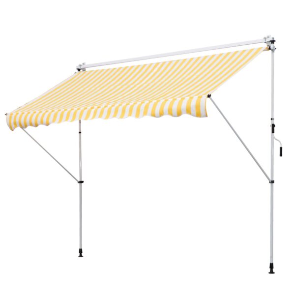 EASYCOMFORT Luifel met armen 3x1,5m met zwengel en telescopische structuur, geel en wit