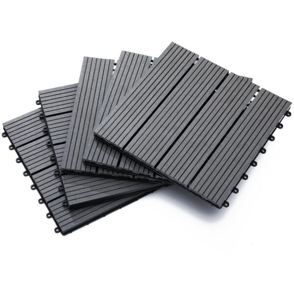 EASYCOMFORT in elkaar grijpende tuintegels set van 11 tegels, tuinvloer voor buiten 30x30 cm grijs