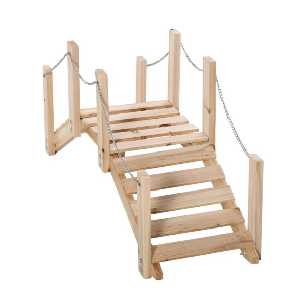 EASYCOMFORT Houten Tuinbrug voor Vijver met Boogpad, Waterdicht 100x32x48cm