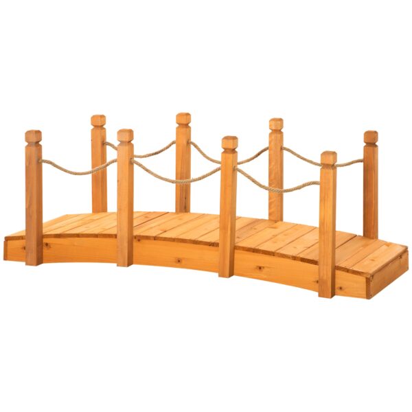 EASYCOMFORT Houten buitenbrug met hennep afgedekt, voor houten constructie, 150x58x58,5 cm, oranje