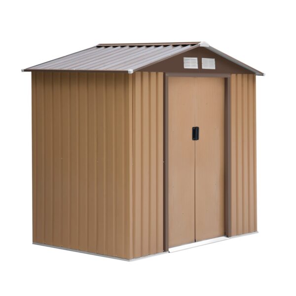 EASYCOMFORT Tuinhuis Gereedschapshouder van Plaatstaal met Schuifdeuren, 213x130x185cm, Geel