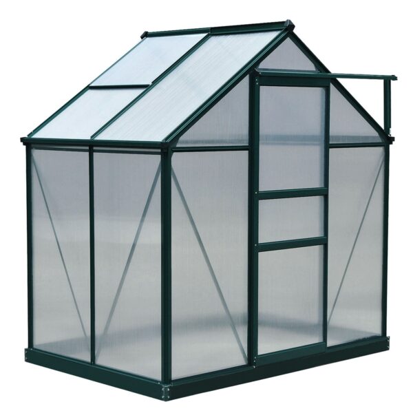 EASYCOMFORT Tuinkas van anti-uv polycarbonaat met raam en schuifdeur, 190x132x201cm