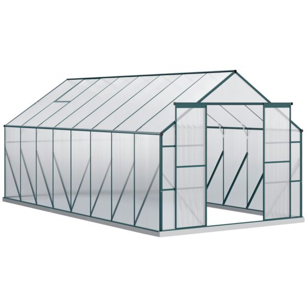 EASYCOMFORT Tuinkas van polycarbonaat, metaal en aluminium, anti-uv en winddicht, 244x500x216cm, groen