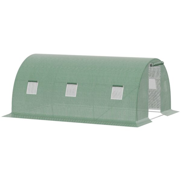 EASYCOMFORT Buitentunnelkas 4,5x3x2m met PE-verbeterd, scharnierende deur en 6 ramen, groen