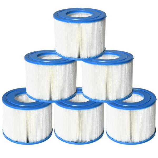 EASYCOMFORT Set van 6 filters voor opblaasbare zwembaden en spa's van non-woven materiaal, Ø10,5x8cm, blauw en wit