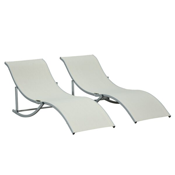 EASYCOMFORT Set van 2 opvouwbare tuinstoelen, ligstoel van aluminium en textiel, 61x165x63 cm
