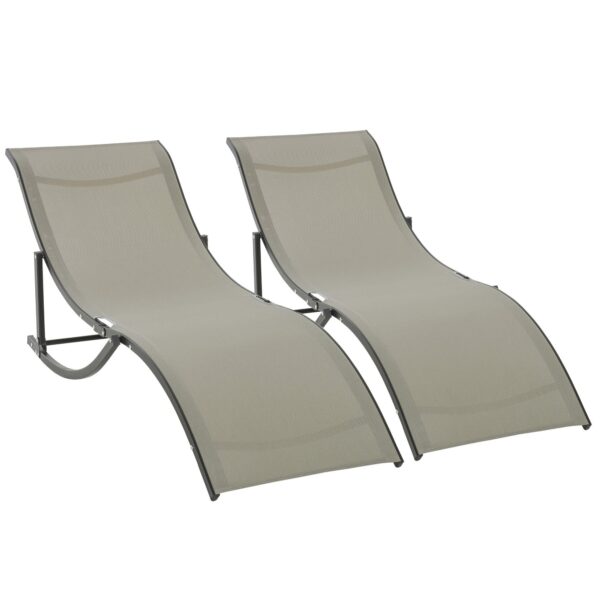 EASYCOMFORT Set van 2 opvouwbare tuinstoelen, ligstoel van aluminium en textiel, 61x165x63cm
